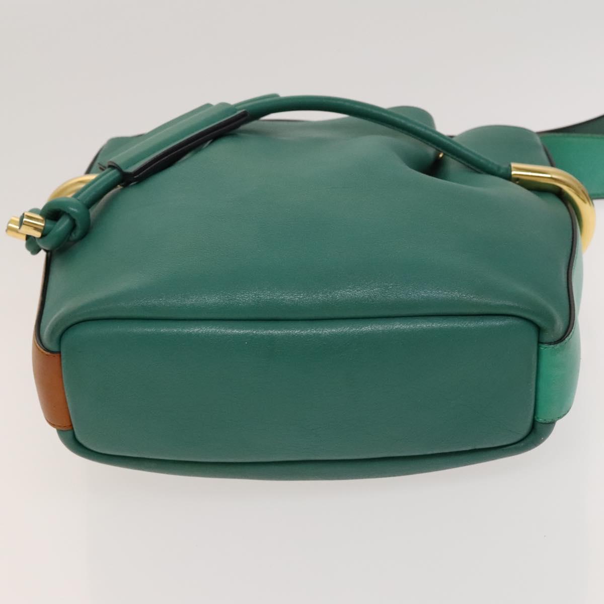 Chloe Emma Shoulder Bag Leather Green Gold Auth KD559