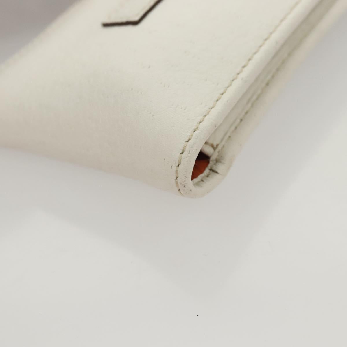 Salvatore Ferragamo Gancini Pouch Leather White Auth KD566