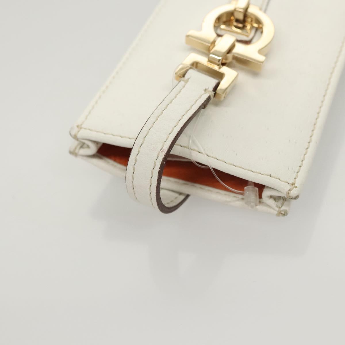 Salvatore Ferragamo Gancini Pouch Leather White Auth KD566