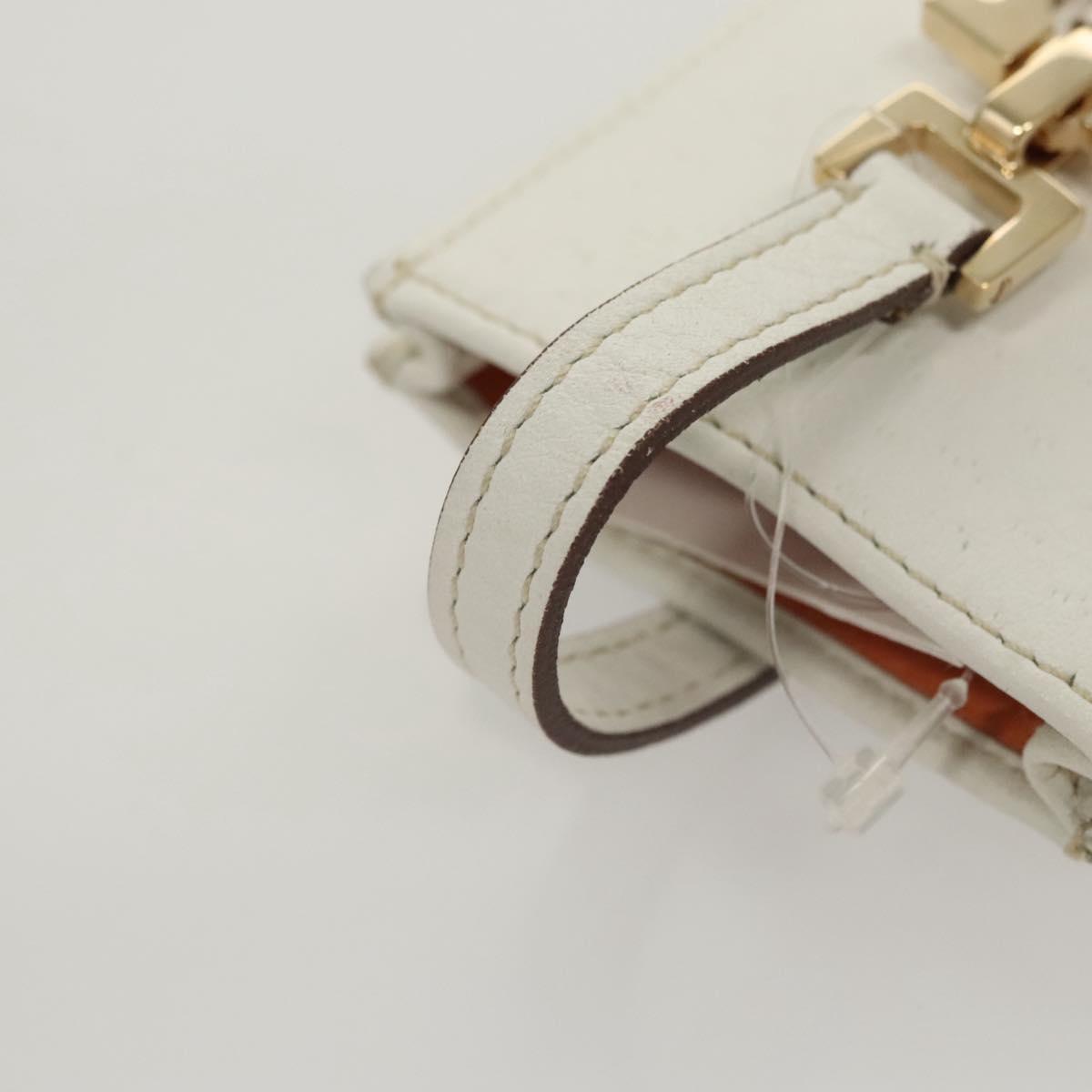 Salvatore Ferragamo Gancini Pouch Leather White Auth KD566