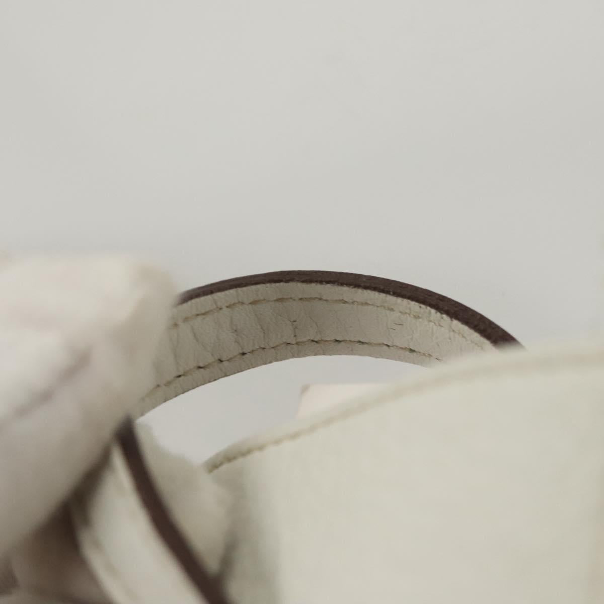 Salvatore Ferragamo Gancini Pouch Leather White Auth KD566