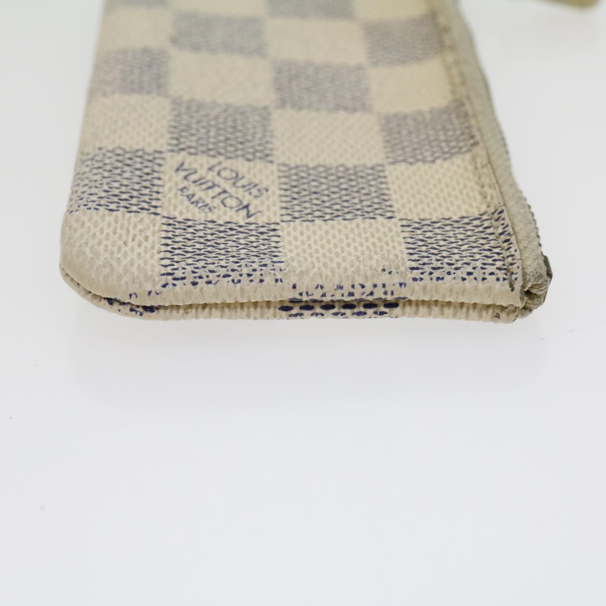 LOUIS VUITTON Damier Azur Pochette Cles Coin Purse N62659 LV Auth ki2035