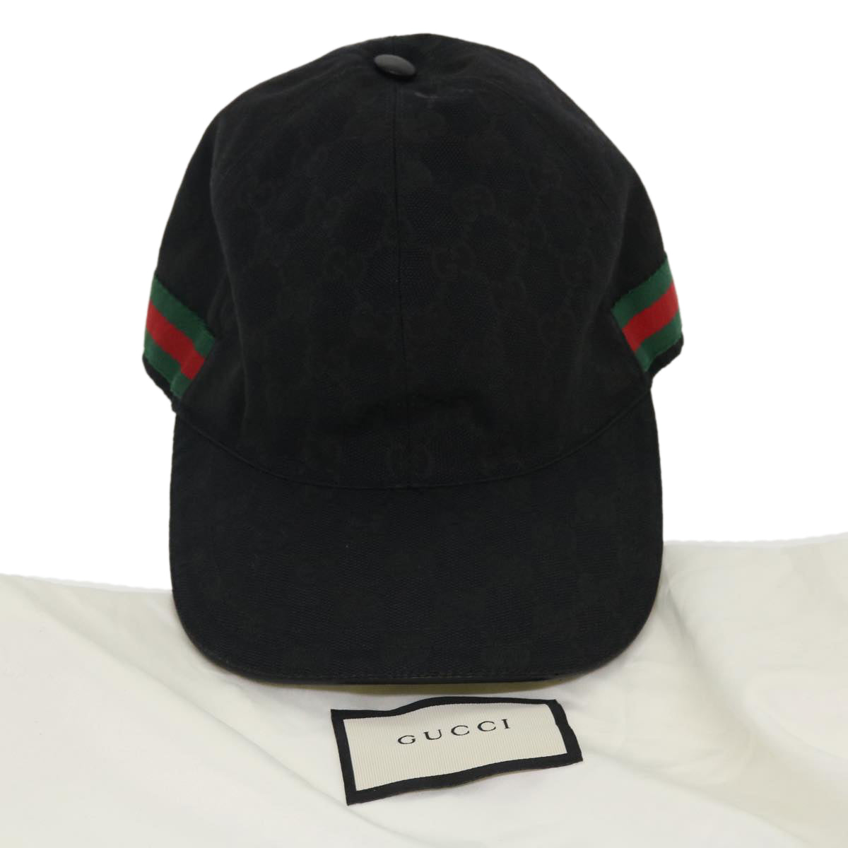 GUCCI GG Canvas Web Sherry Line Cap XL Black Red Green 200035 Auth ki2685