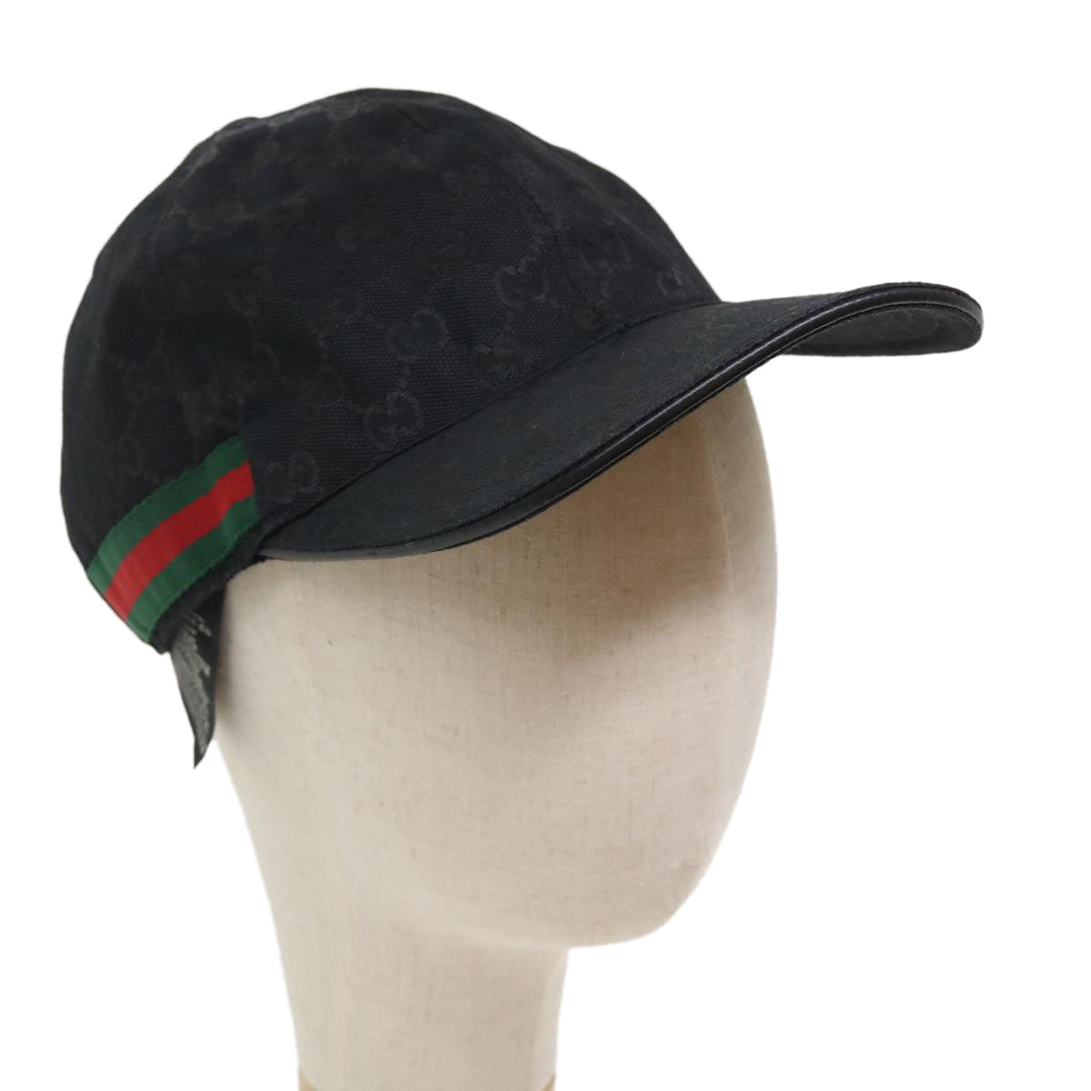 GUCCI GG Canvas Web Sherry Line Cap XL Black Red Green 200035 Auth ki2685