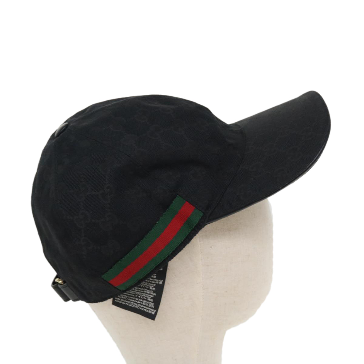 GUCCI GG Canvas Web Sherry Line Cap XL Black Red Green 200035 Auth ki2685