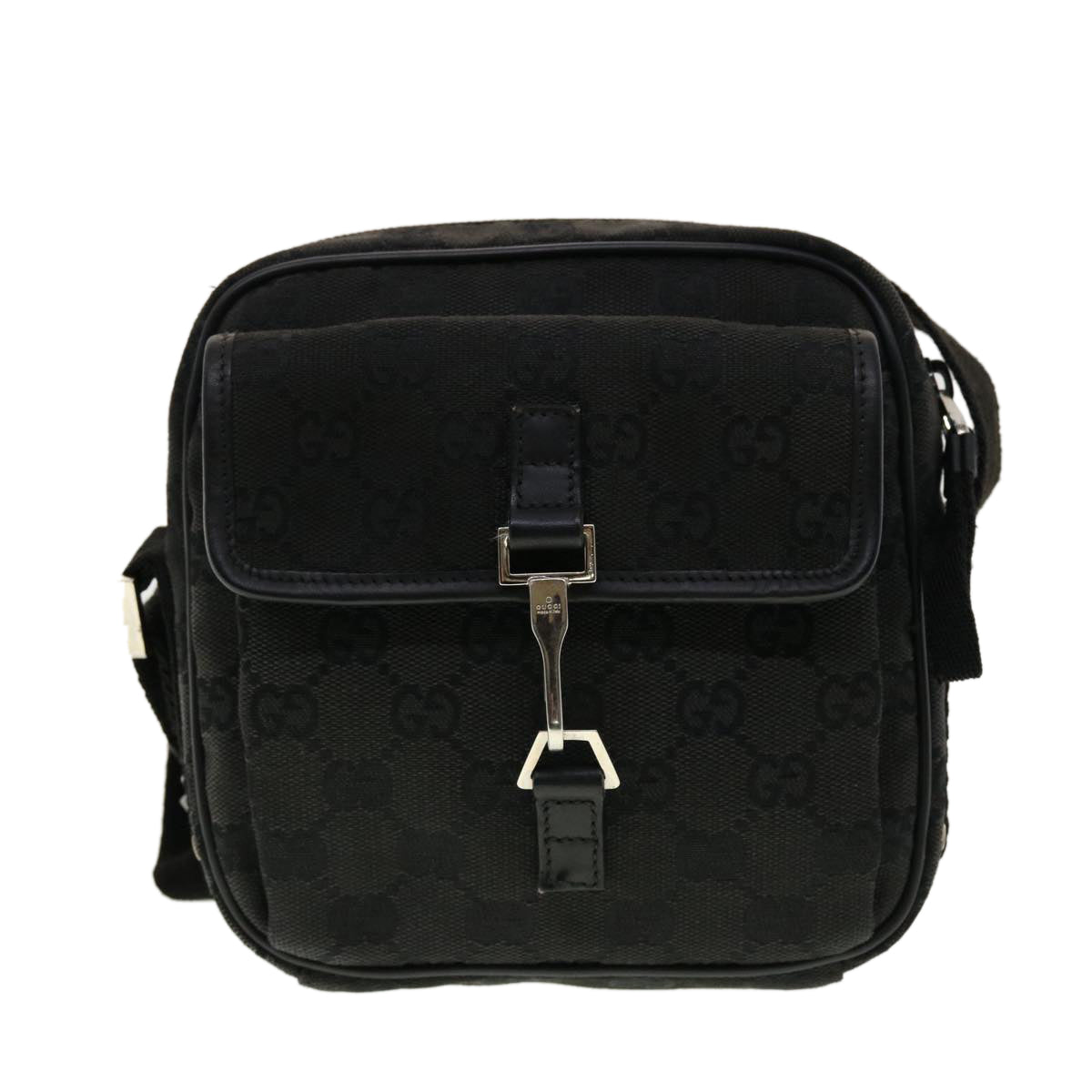 GUCCI GG Canvas Shoulder Bag Black 90470 Auth ki2892