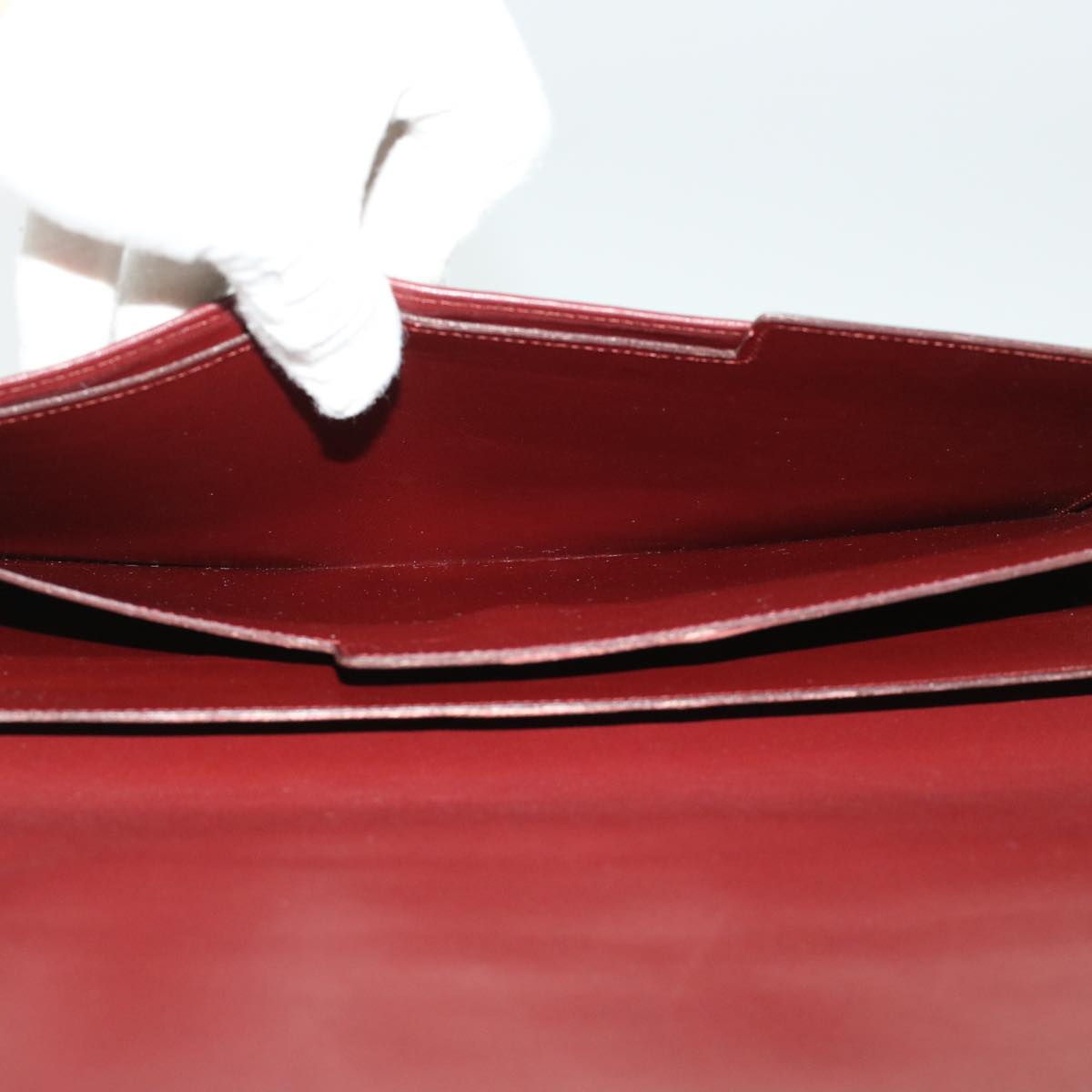 CARTIER Clutch Bag Leather Bordeaux Auth ki2987