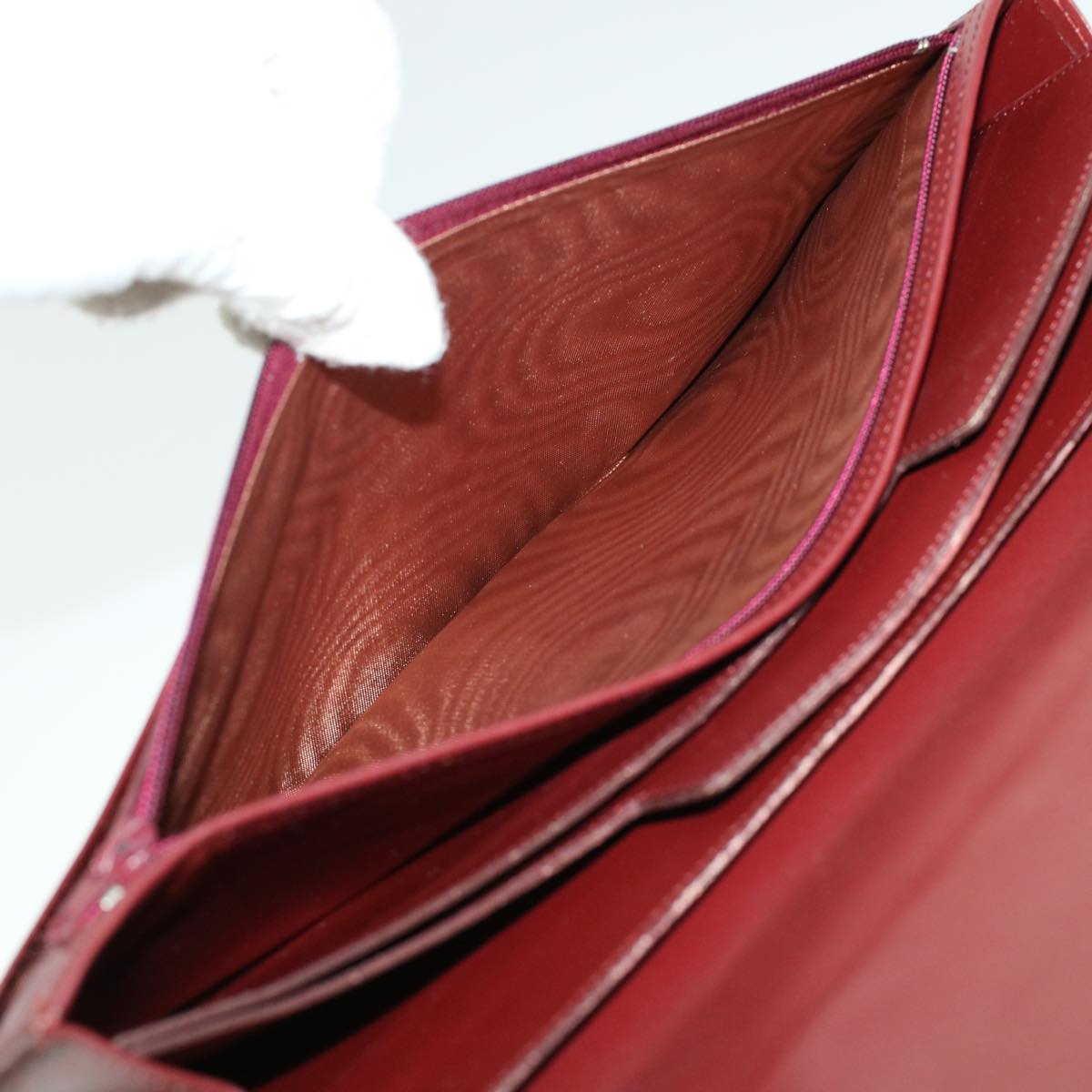 CARTIER Clutch Bag Leather Bordeaux Auth ki2987