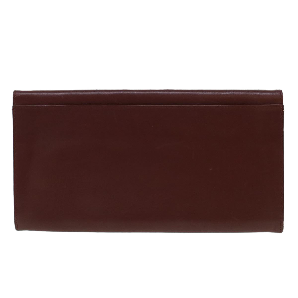 CARTIER Clutch Bag Leather Bordeaux Auth ki2987