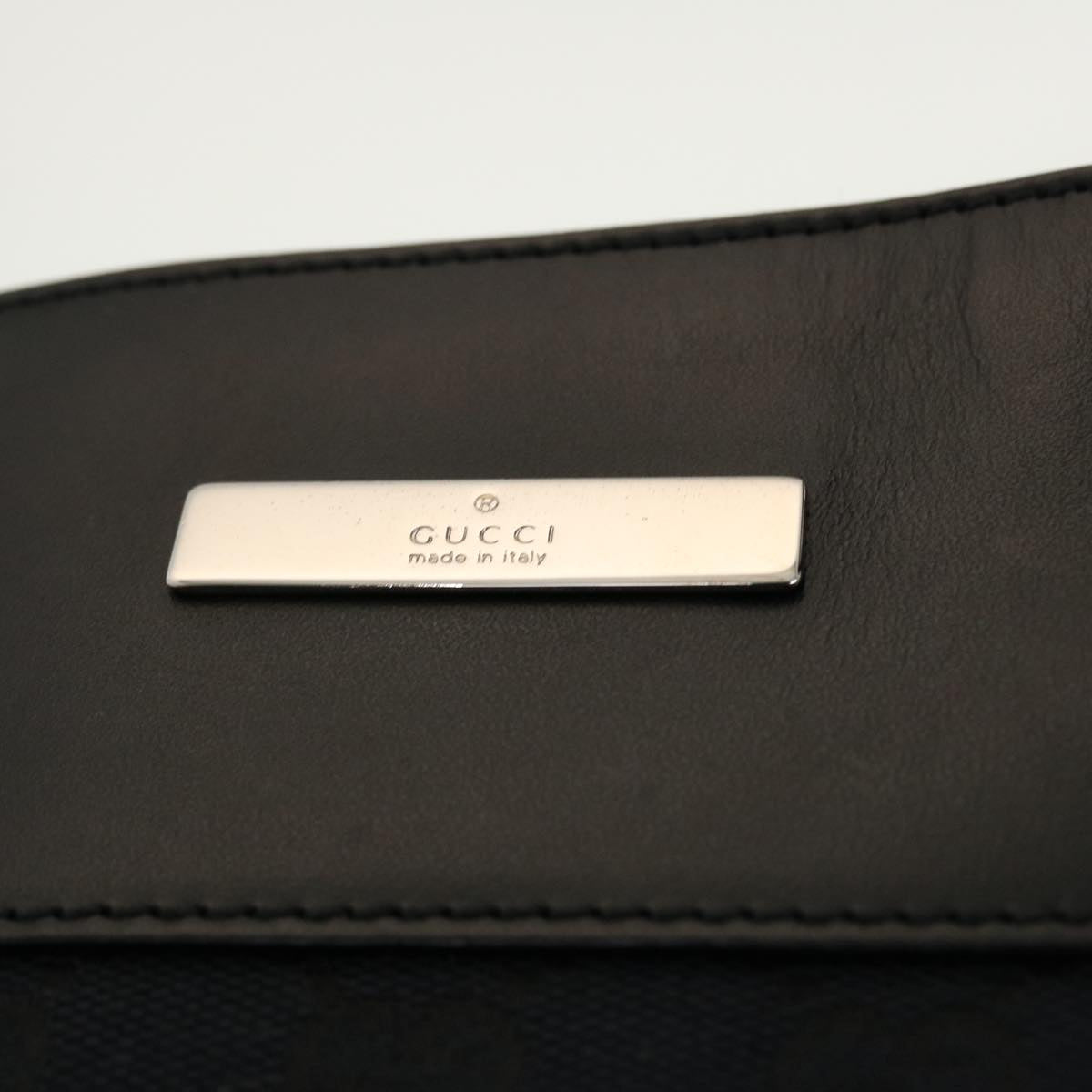 GUCCI GG Canvas Flat Shoulder Bag Black 0348 Auth ki2992