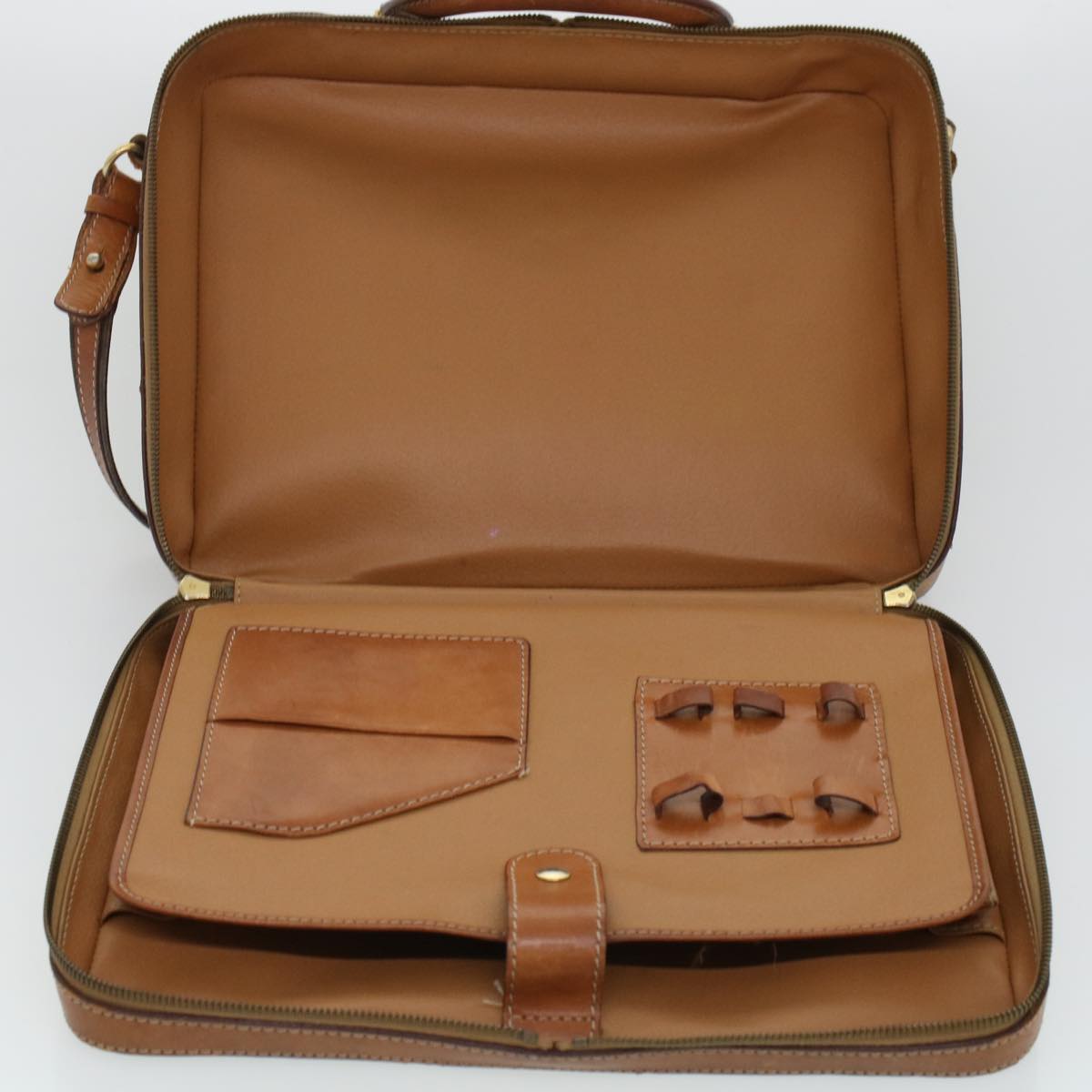 CELINE Macadam Canvas Briefcase PVC Leather 2way Brown Auth ki3039