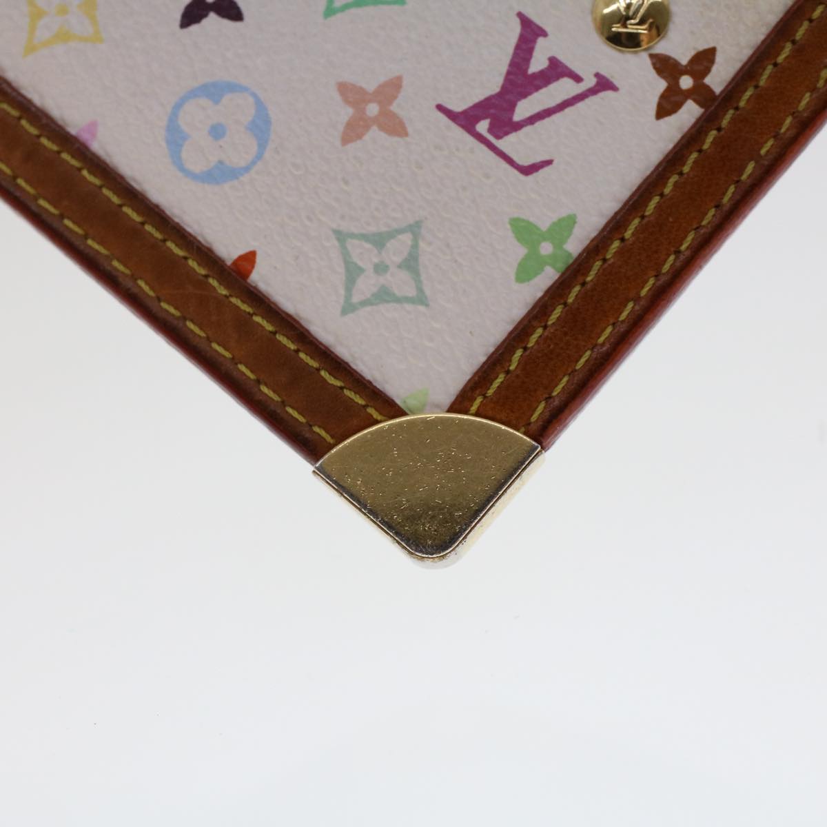 LOUIS VUITTON Monogram Multicolor Pochette Cles Purse White M92655 Auth ki3164