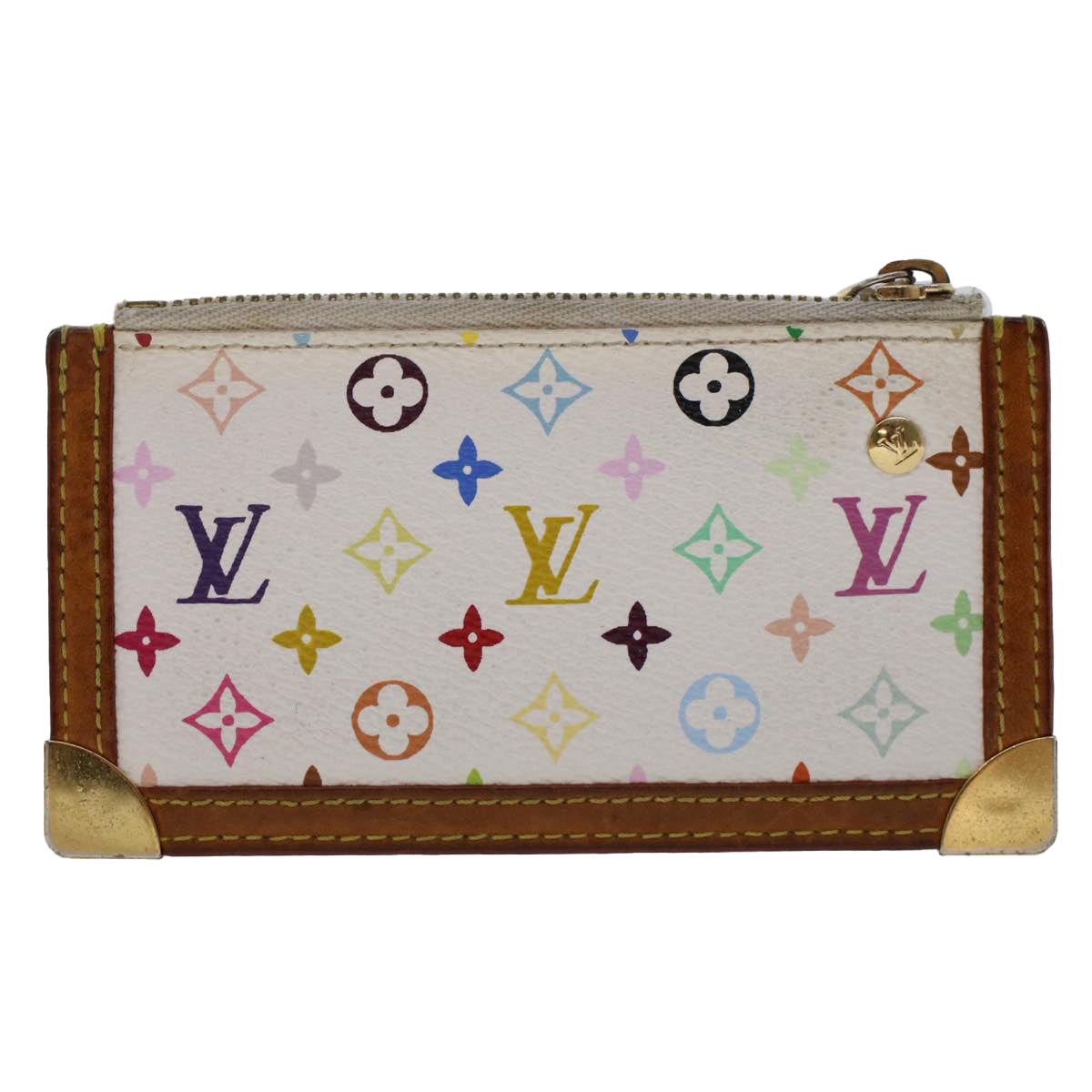 LOUIS VUITTON Monogram Multicolor Pochette Cles Purse White M92655 Auth ki3164