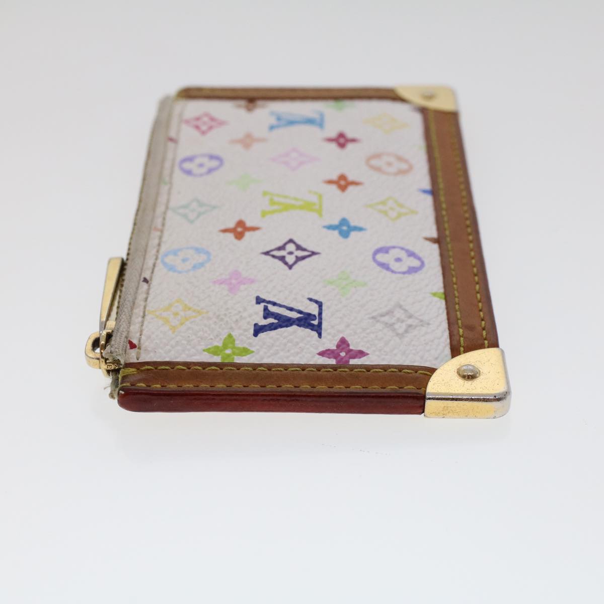 LOUIS VUITTON Monogram Multicolor Pochette Cles Purse White M92655 Auth ki3164