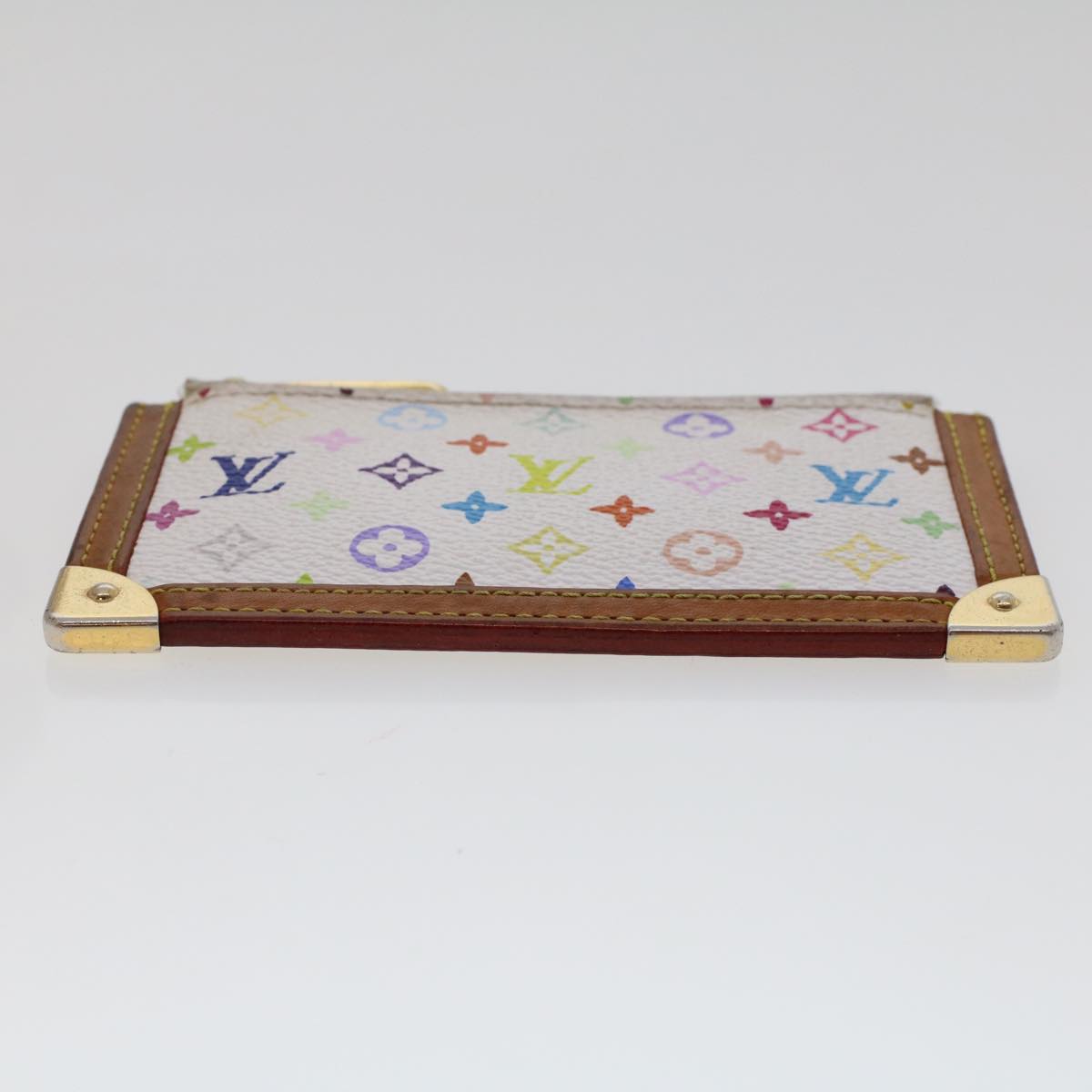 LOUIS VUITTON Monogram Multicolor Pochette Cles Purse White M92655 Auth ki3164