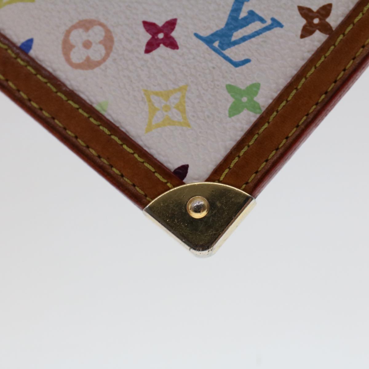 LOUIS VUITTON Monogram Multicolor Pochette Cles Purse White M92655 Auth ki3164