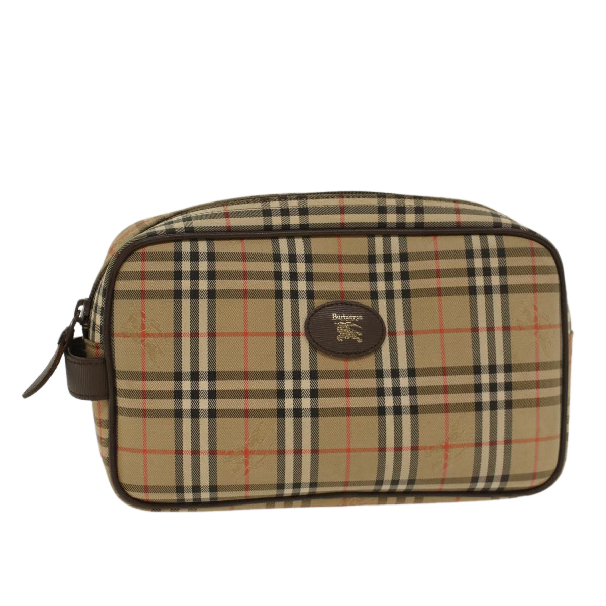 Burberrys Nova Check Clutch Bag Nylon Beige Auth ki3166