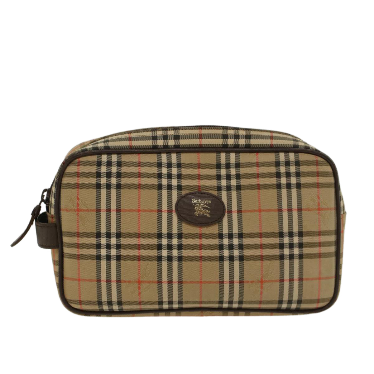 Burberrys Nova Check Clutch Bag Nylon Beige Auth ki3166