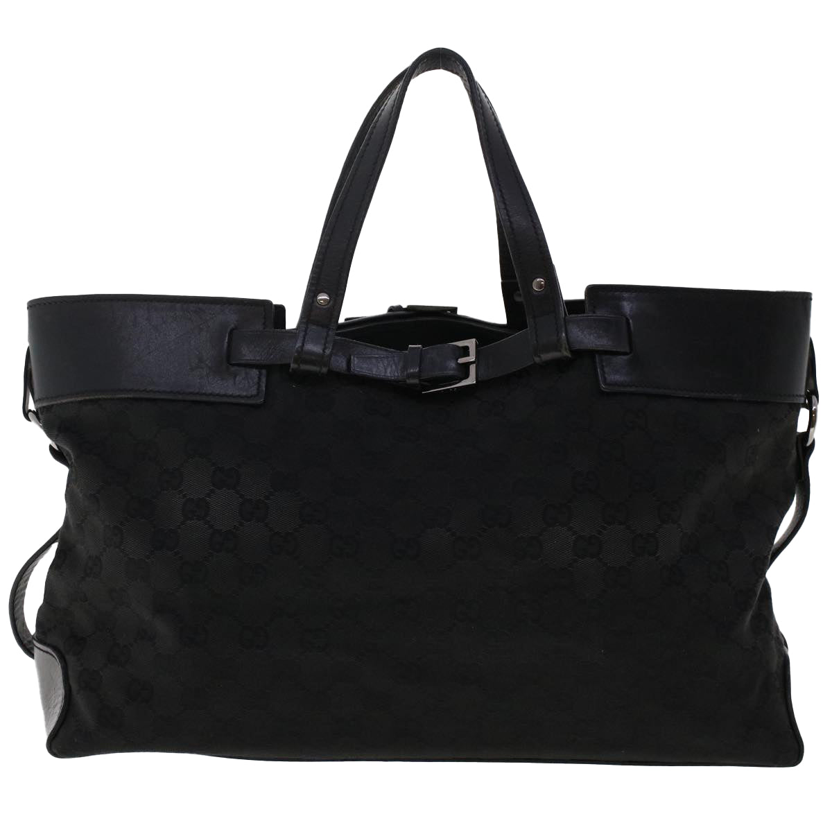 GUCCI GG Canvas Hand Bag Black 106251 Auth ki3185