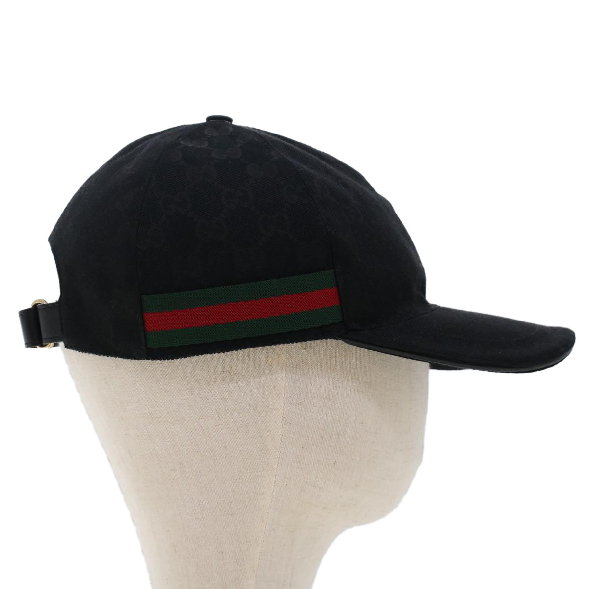 GUCCI GG Canvas Web Sherry Line Cap L Black Red Green 200035 Auth ki3199