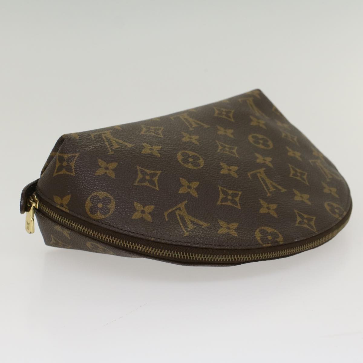 LOUIS VUITTON Monogram Trousse Demi Ronde Cosmetic Pouch M47520 LV Auth ki3334