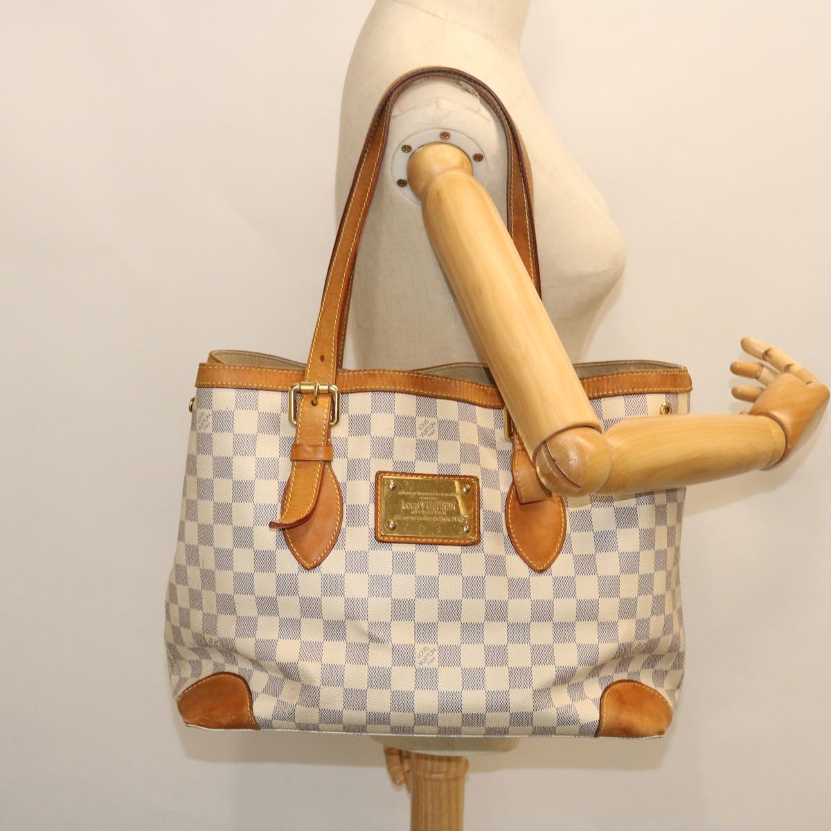 LOUIS VUITTON Damier Azur Hampstead MM Tote Bag N51206 LV Auth ki3337