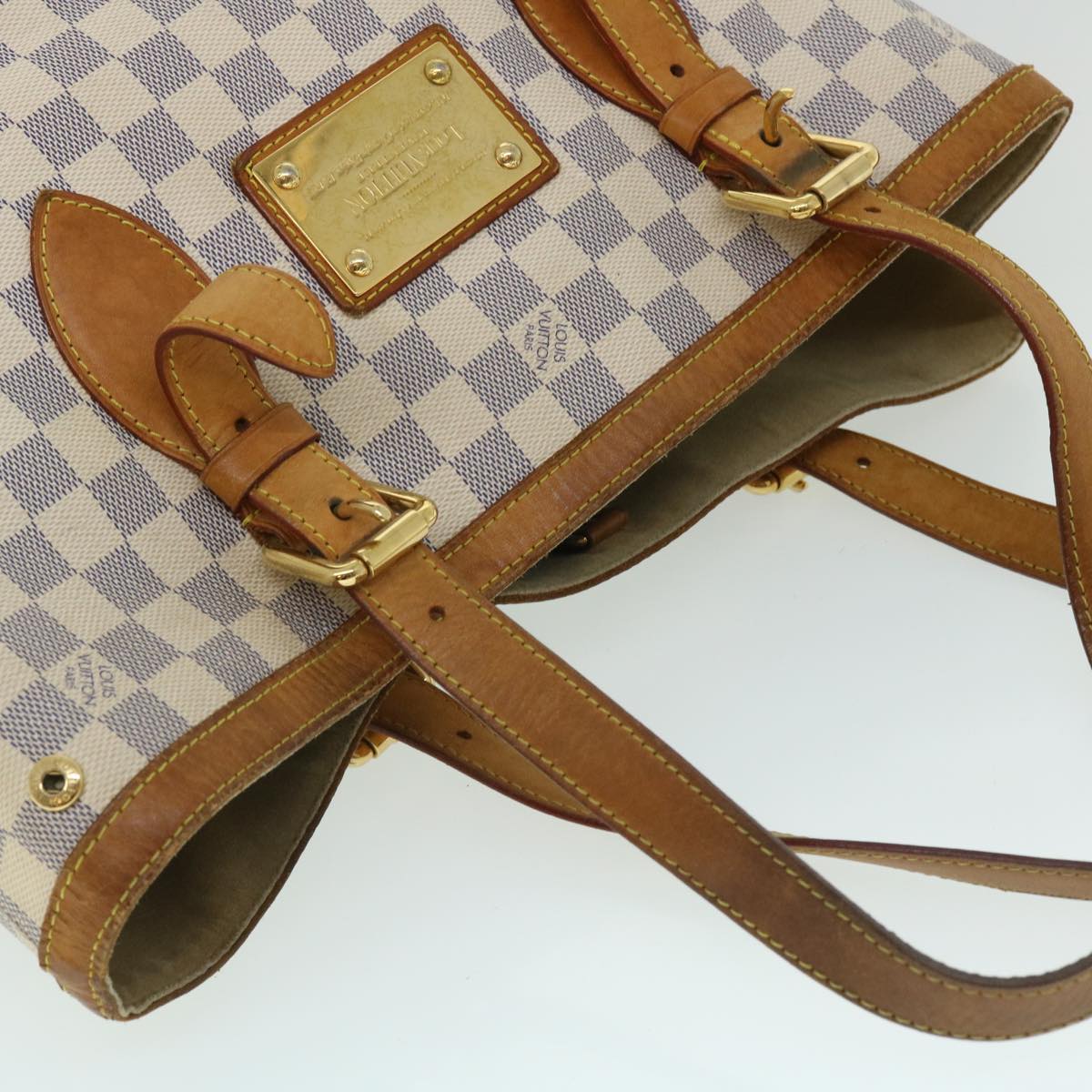 LOUIS VUITTON Damier Azur Hampstead MM Tote Bag N51206 LV Auth ki3337