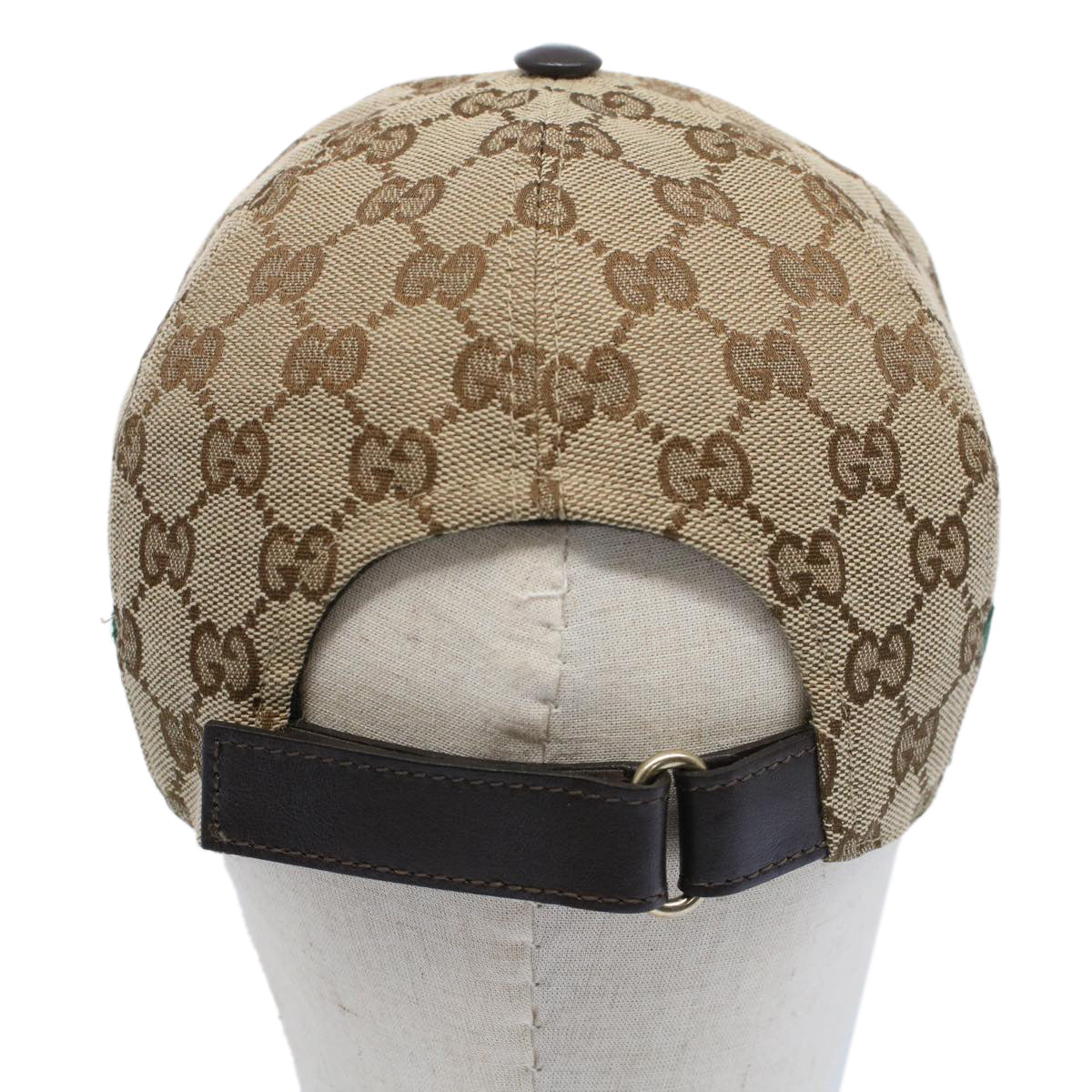 GUCCI GG Canvas Web Sherry Line Baseball Cap M Beige Green 200035 Auth ki3339