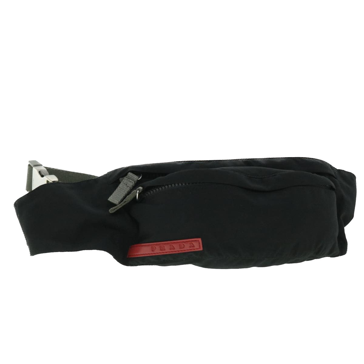 PRADA Sports Waist Bag Nylon Black Red Auth ki3352