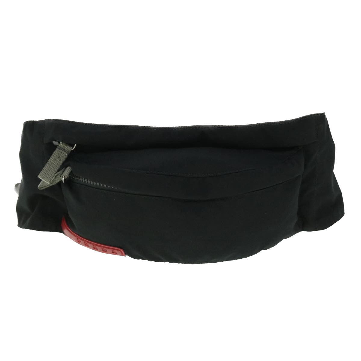 PRADA Sports Waist Bag Nylon Black Red Auth ki3352