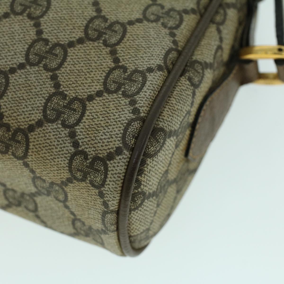 GUCCI GG Canvas Web Sherry Line Shoulder Bag PVC Leather Beige Green Auth ki3425