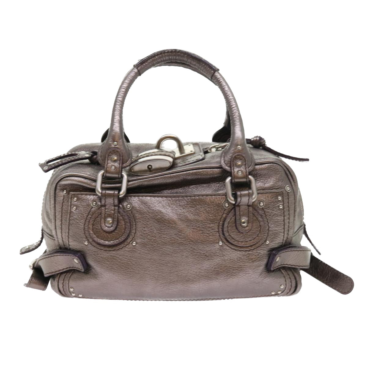 Chloe Paddington Hand Bag Leather Metallic Silver Auth ki3489