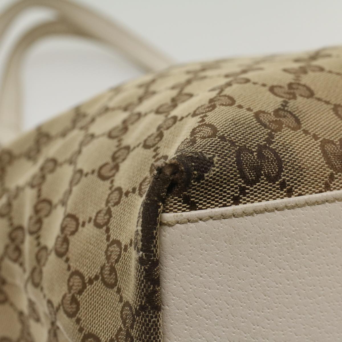 GUCCI GG Canvas Tote Bag Beige 153009 Auth ki3544