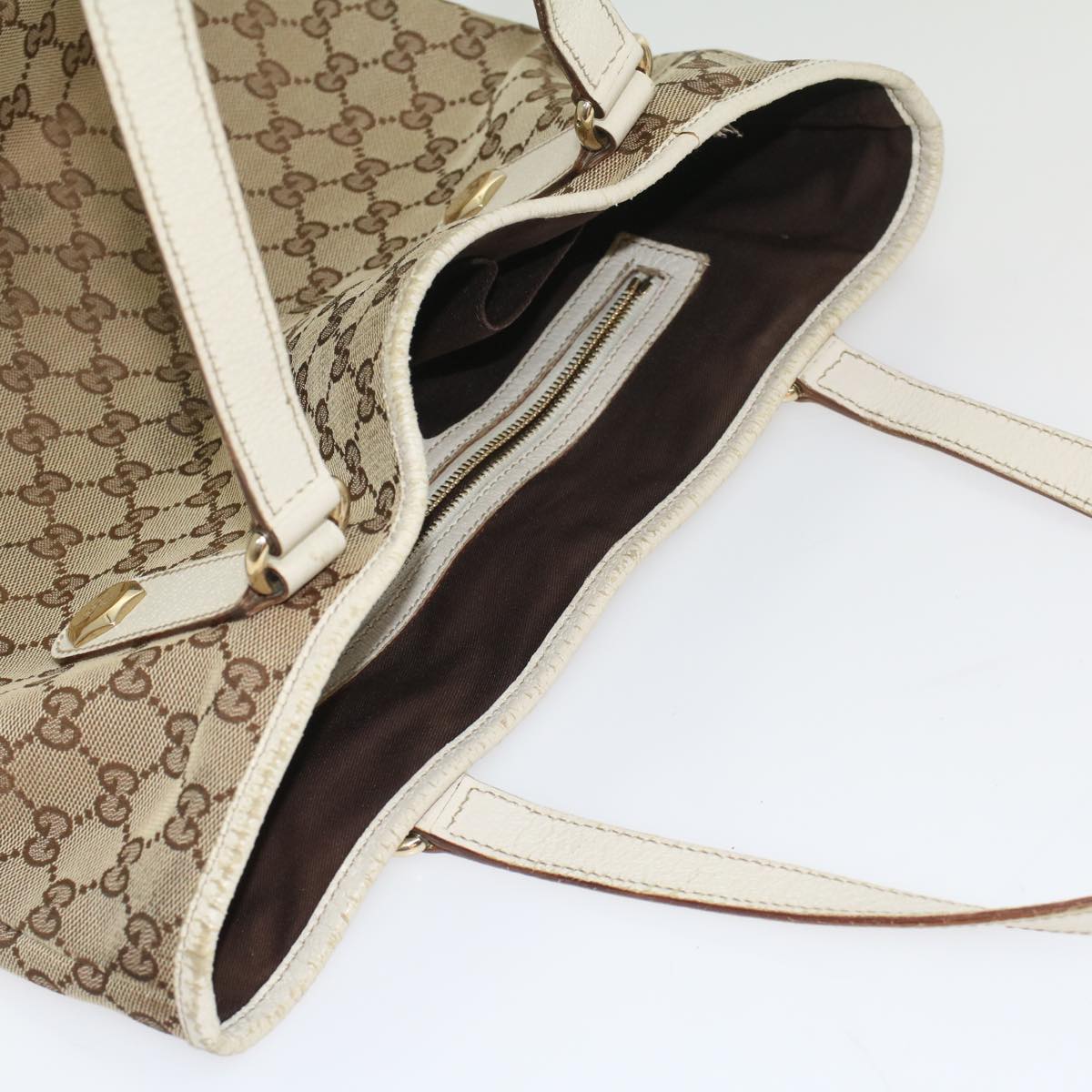 GUCCI GG Canvas Tote Bag Beige 153009 Auth ki3544