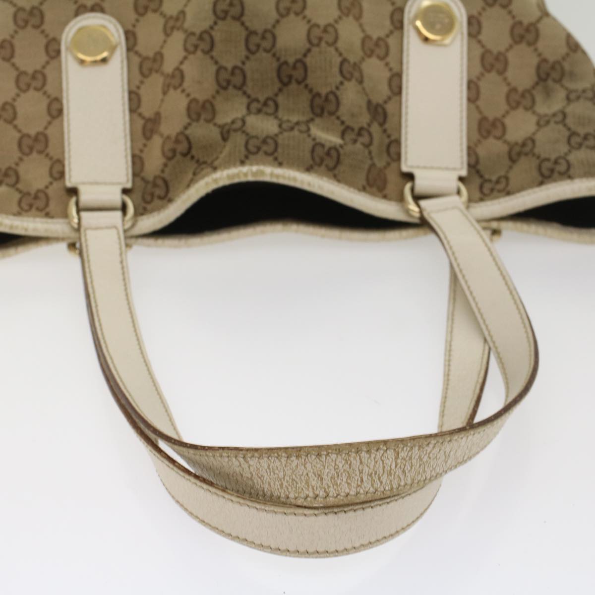 GUCCI GG Canvas Tote Bag Beige 153009 Auth ki3544