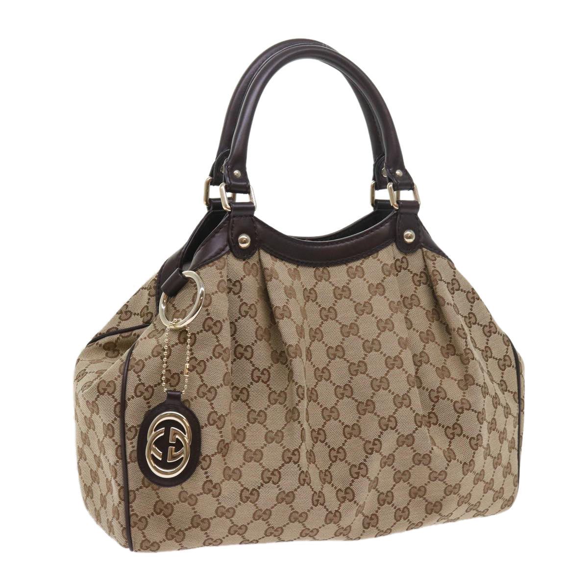 GUCCI GG Canvas Sukey Tote Bag Beige 211944 Auth ki3548