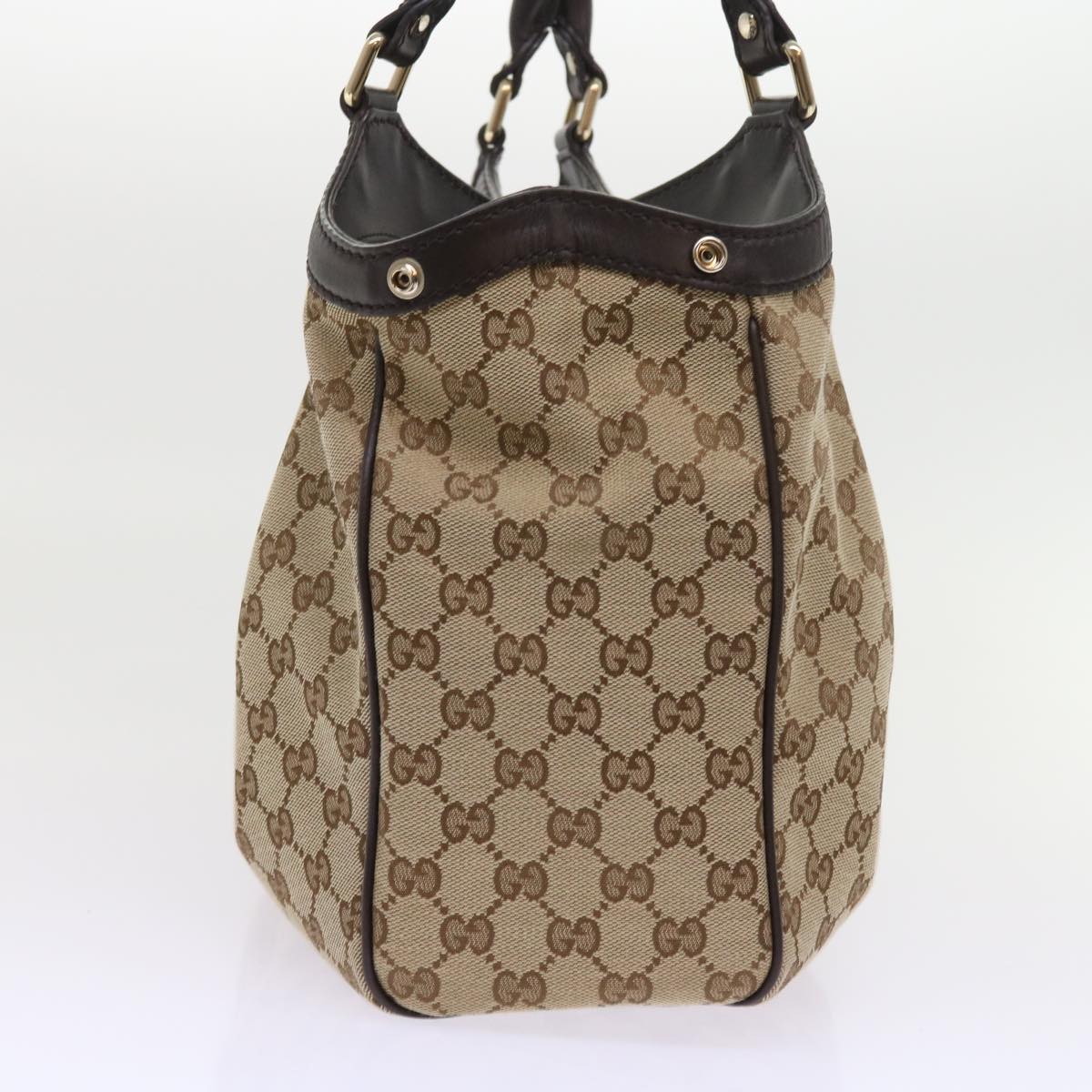 GUCCI GG Canvas Sukey Tote Bag Beige 211944 Auth ki3548