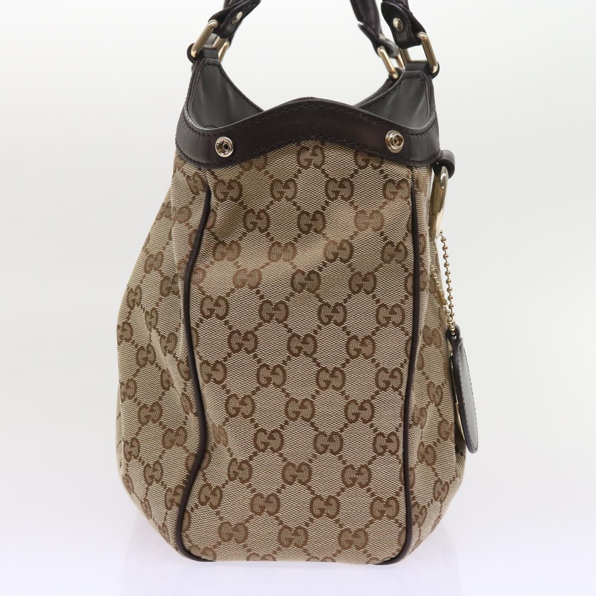 GUCCI GG Canvas Sukey Tote Bag Beige 211944 Auth ki3548