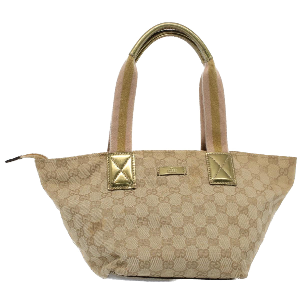 GUCCI GG Canvas Sherry Line Hand Bag Beige Gold pink 131228 Auth ki3602