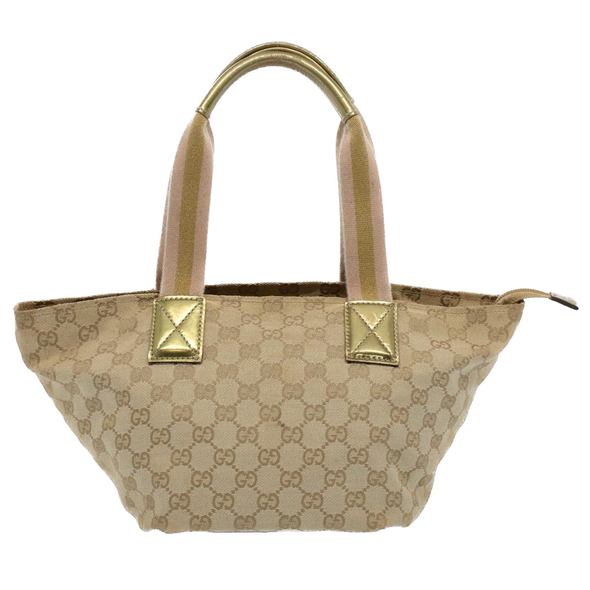 GUCCI GG Canvas Sherry Line Hand Bag Beige Gold pink 131228 Auth ki3602