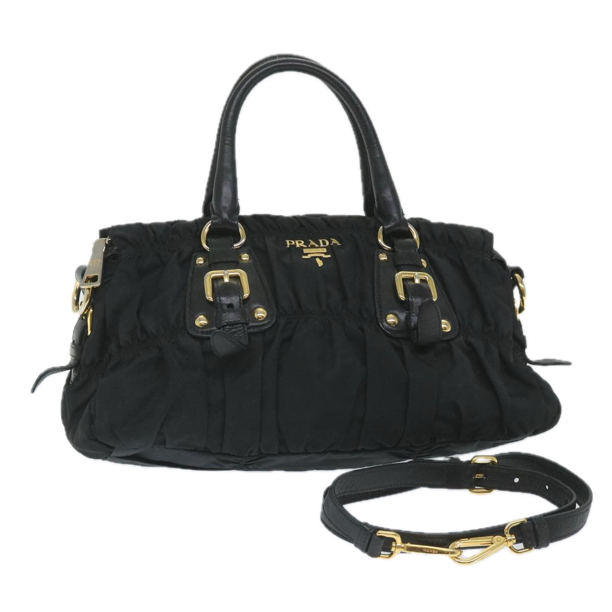 PRADA Hand Bag Nylon 2way Black Auth ki3644