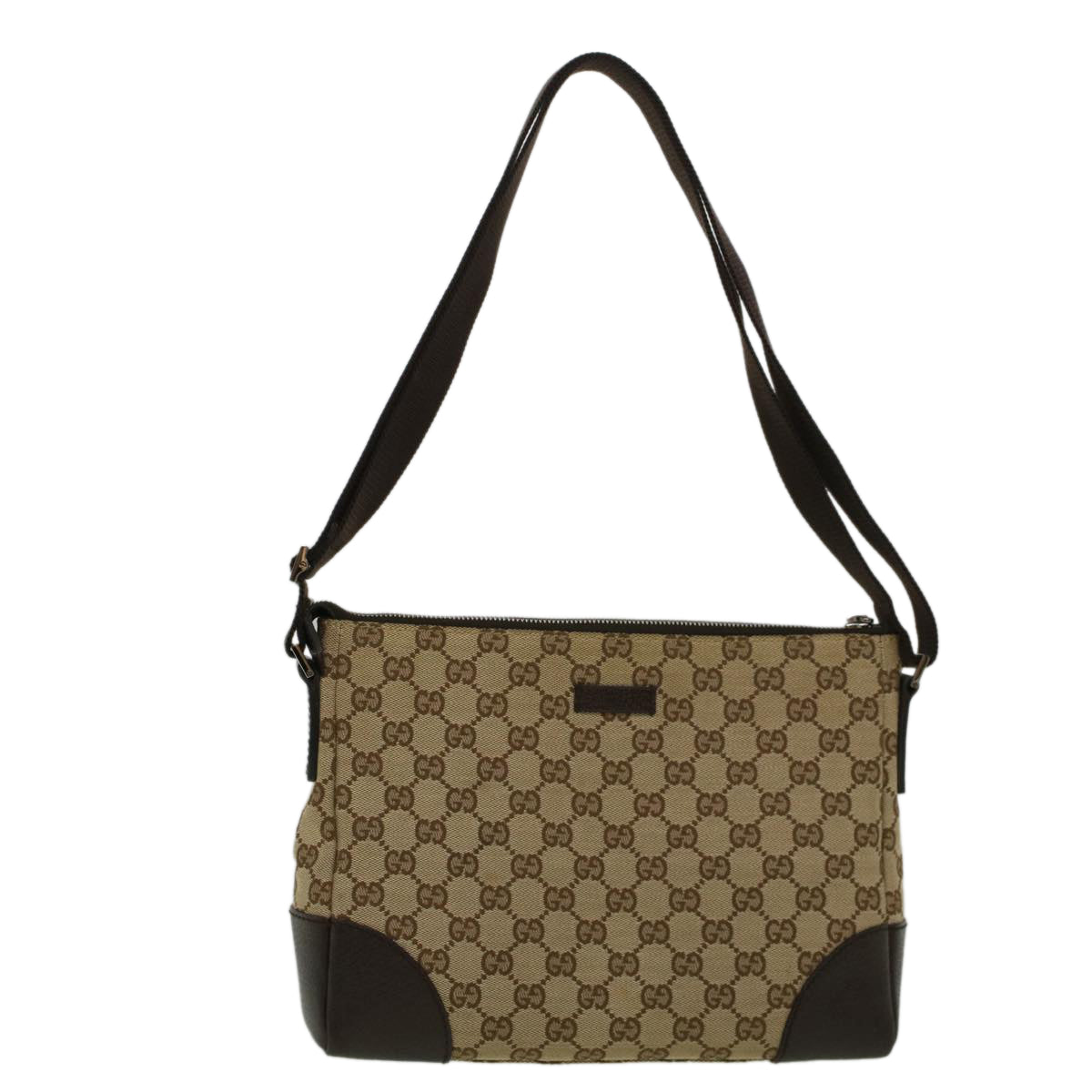 GUCCI GG Canvas Shoulder Bag Beige 114273 Auth ki3683