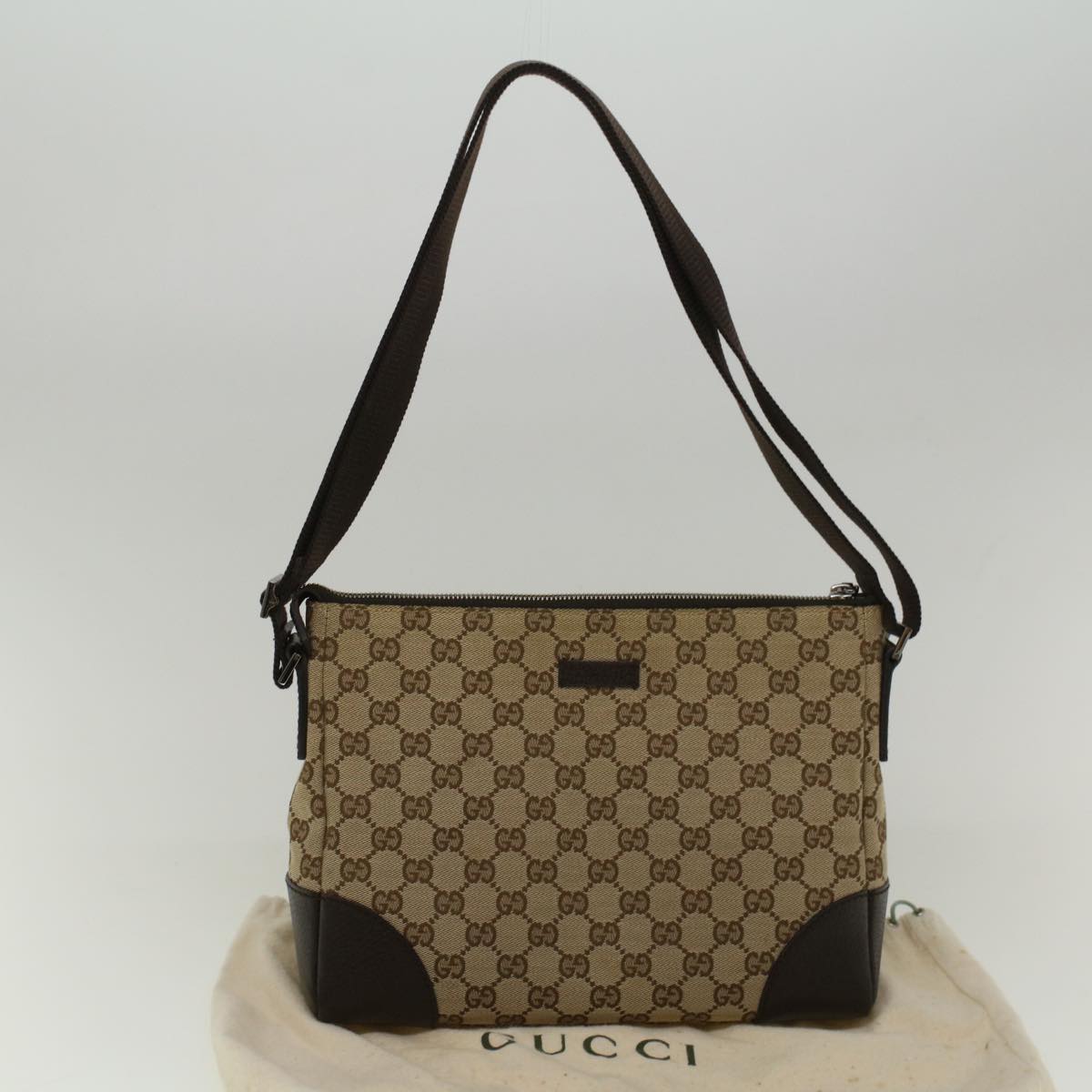 GUCCI GG Canvas Shoulder Bag Beige 114273 Auth ki3683