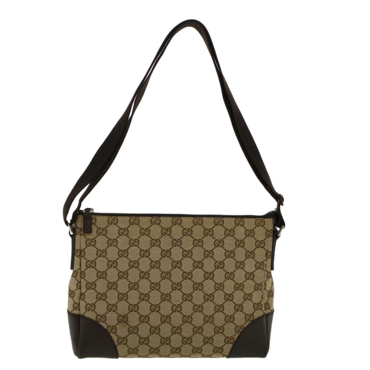 GUCCI GG Canvas Shoulder Bag Beige 114273 Auth ki3683