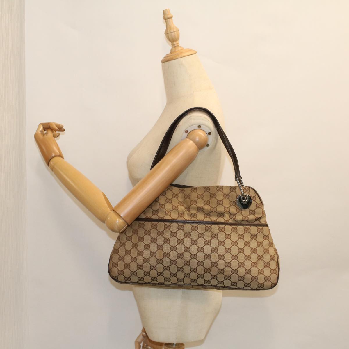 GUCCI GG Canvas Tote Bag Beige 121023 Auth ki3689