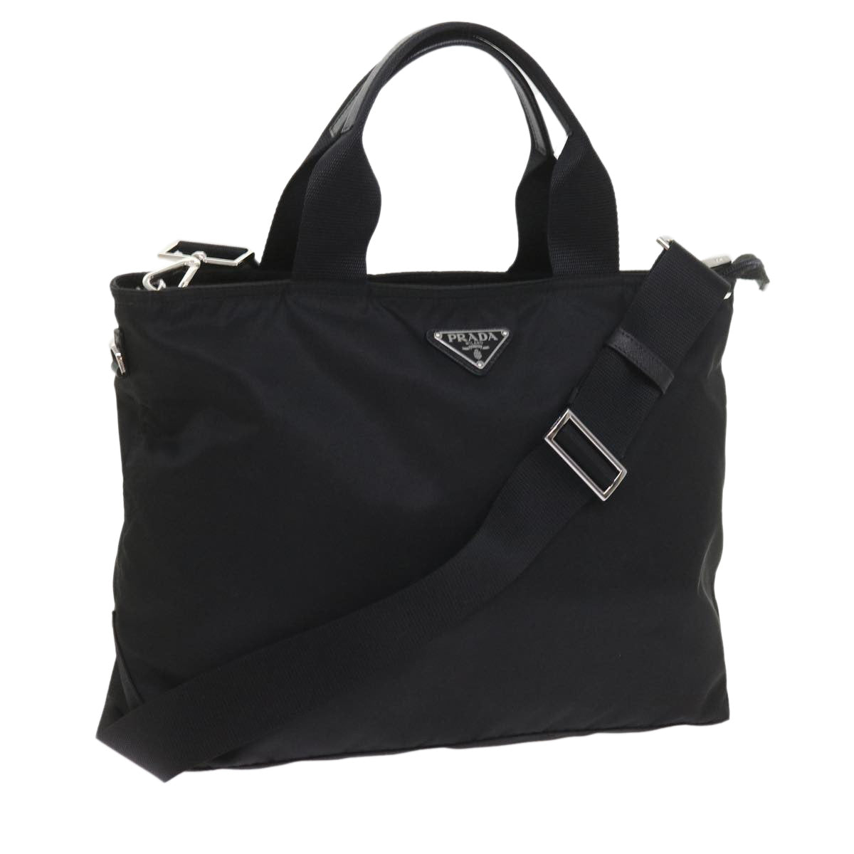 PRADA Hand Bag Nylon 2way Black Auth ki3693