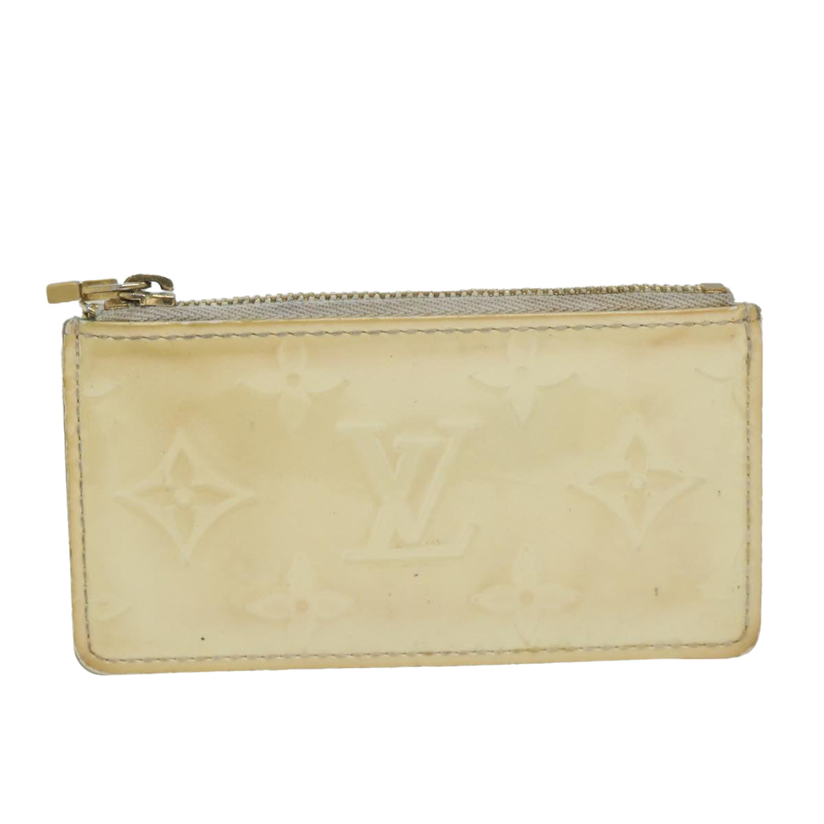 LOUIS VUITTON Monogram Vernis Pochette Cles Coin Purse Pearl M91348 Auth ki3701