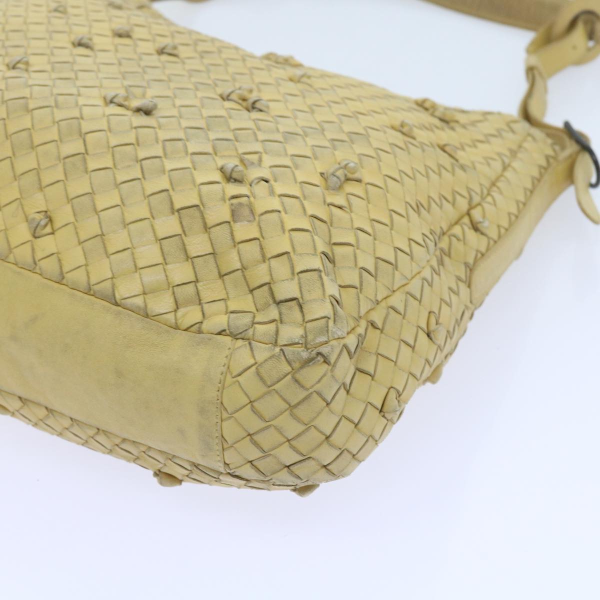 BOTTEGAVENETA INTRECCIATO Shoulder Bag Leather Yellow Auth ki3709