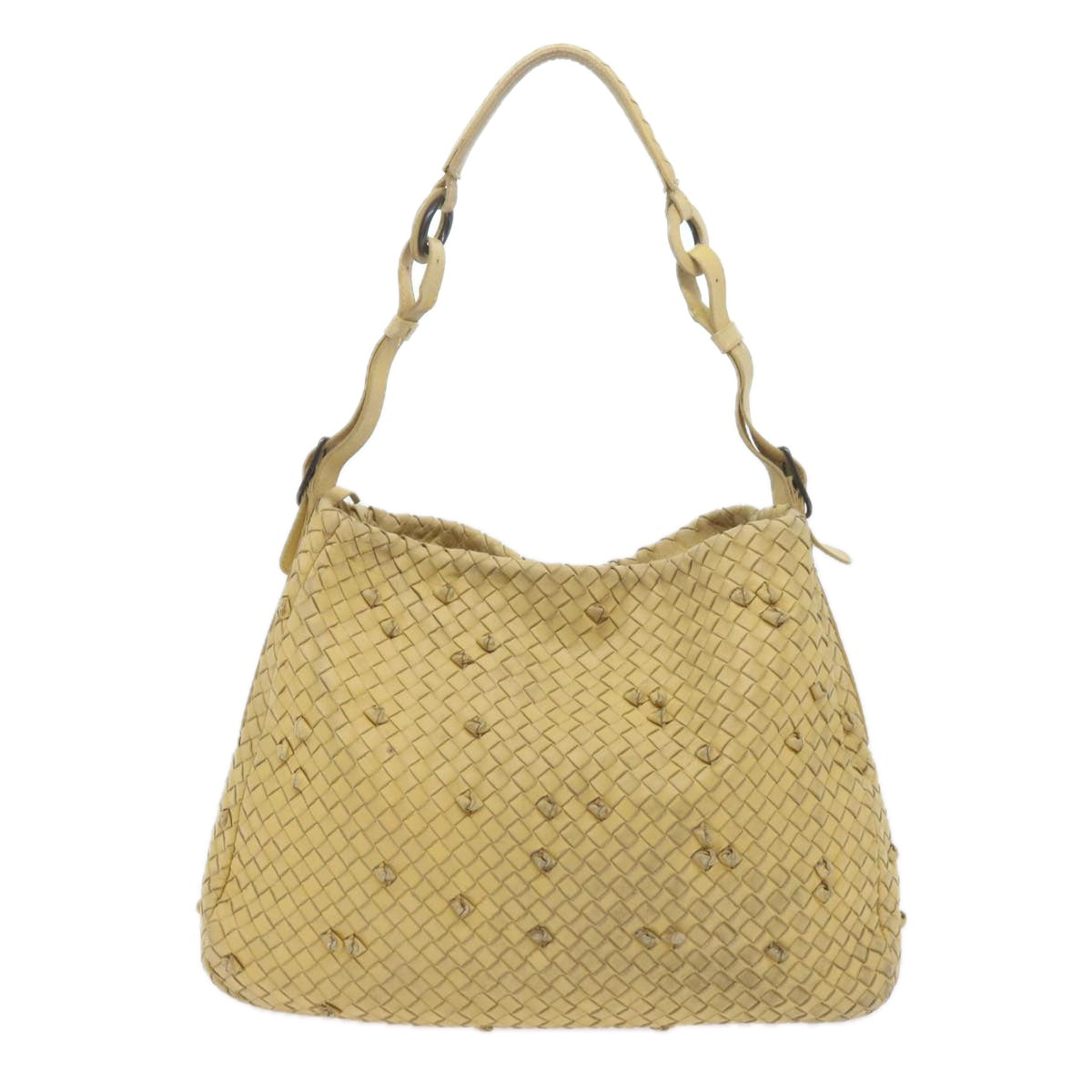 BOTTEGAVENETA INTRECCIATO Shoulder Bag Leather Yellow Auth ki3709