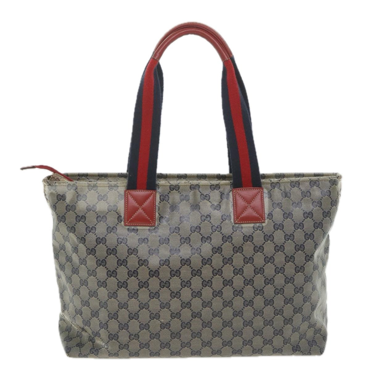 GUCCI GG Crystal Sherry Line Tote Bag Red Navy 155524 Auth ki3721